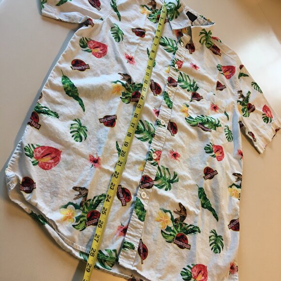 Jurassic World Hawaiian Camp Shirt Mens Med White All Over Jurassic Park Print - Picture 5 of 10